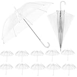Kvittra 12 Pack Clear Wedding Umbrellas – 36' Large Transparent Bubble Umbrellas, Auto Open & Windproof with J-Hook Handle – Perfect for Brides, Grooms, Photography, Rain, Travel, Outdoor Events