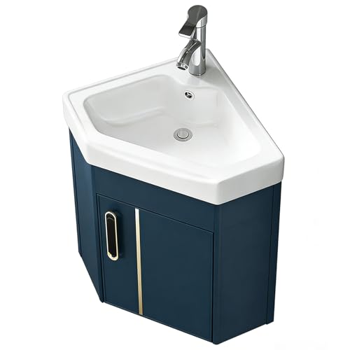 RDEADPNA Armario de Baño con Estante de Almacenamiento，Organizador de Baño con Puertas，Mueble Esquinero Pequeño de Baño Suspendido，para Dormitorio, Cocina，baño(Blue,14.9 * 16.9)