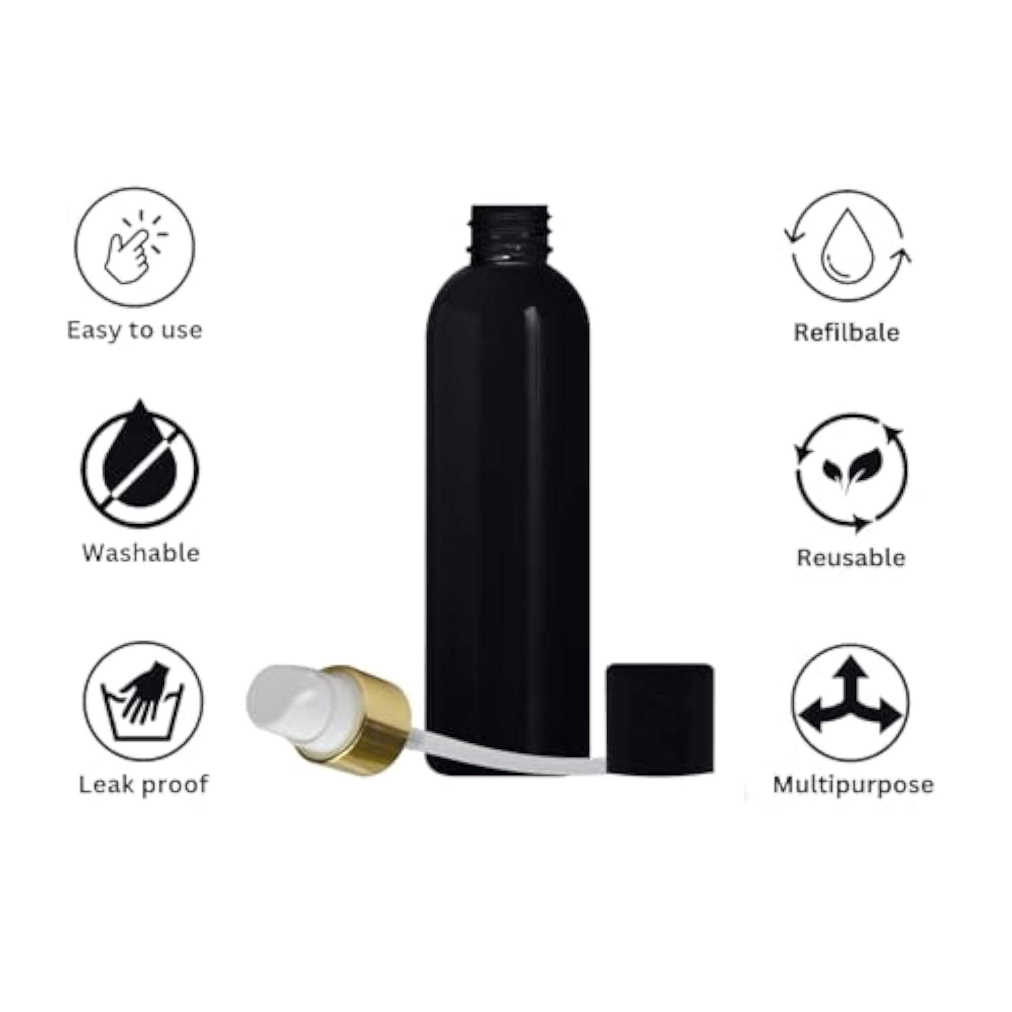 Black PVC Pump Bottle Dispenser for Shampoo
