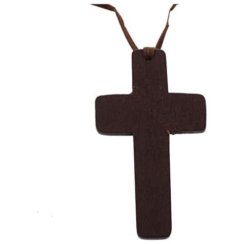 Tomsey® Leather Wooden Cross Necklace Clothing Jewellery Accessories Religion Cover