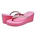 Ampeo Women's Wedge Sandals Comfortable Rhinestone Dressy Summer Platform Flip Flops,Bright Pink,Size 9