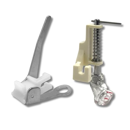 Image of ZENITH Combo 2pc Darning White and Spring Type Pressure Foot Snap on Type for Automatic Electric Low Shank Sewing Machines Suitable for Usha Janome Brother Singer etc (Darning White & Cream)