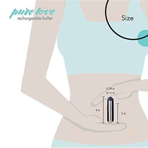 Pure Love Vibrator Bullet, Rechargeable, Waterproof, Adult Sex Toy, Smoky Silver, 3" #TOP5
