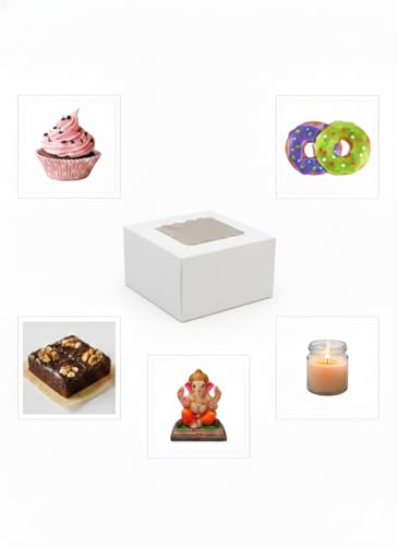 Image of white 1 Brownie Packaging Box | 3x3x2 Inches | single brownies | donut, Macaron, Cookies-box, Candle & Small Gifts | Ideal for Home Bakers | Pack of 25