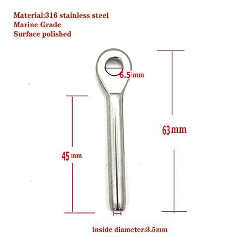 Jingyi Stainless Steel 316 Marine Eye End for 1/8" Diameter Wire Rope,Swage Eye Terminal end Fitting -2 Pack - Image 2