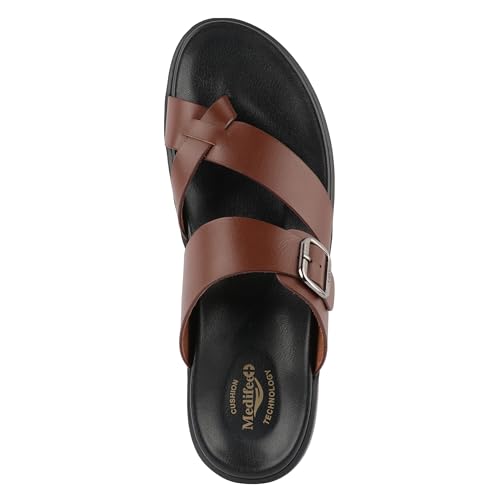 Image of Medifeet Men's Toe-Ring Leather Highway Sandals