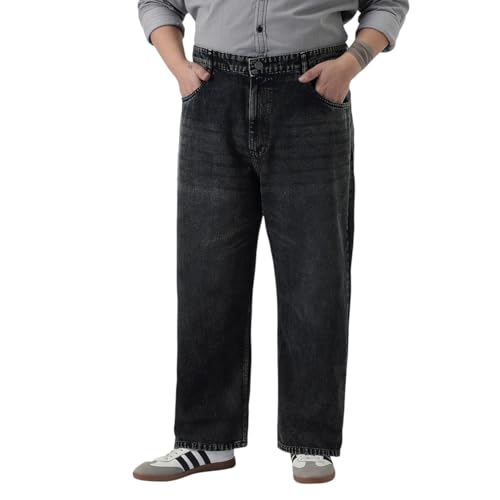 Image of Urbano Plus Men's Loose Baggy Fit Heavy Washed Jeans Non-Stretchable