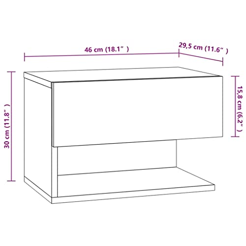 Meuble de chevet mural chêne Sonoma lot de 2 tables de nuit suspendues pour chambre - 3