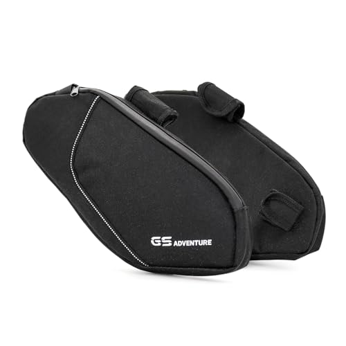 Alforjas universales para barras de protección de cuadro de motocicleta para BMW R1250GS ADV, paquete de 2, nylon negro impermeable de 2.5 litros miniatura 1