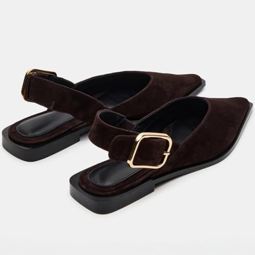 Image of Slingback Flat Shoes for Women Pointed Closed Toe Flat Mule Sandals Casual Comfortable Office Dressy Shoes