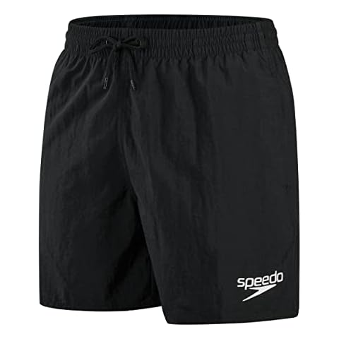 Speedo Men's Essentials 16" Watershorts, Comfortable Fit, Classic Style, Drawstring Waist, Black, M Cover