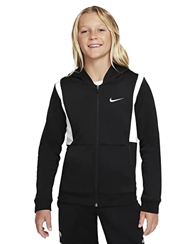 Nike Boy's Elite Full Zip Hoodie (Little Kids/Big Kids) Black/Black/White/White XL (18-20 Big Kid)