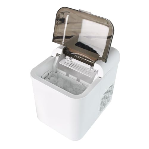 Máquina multifuncional para hielo pequeña, fabricadora de hielo inteligente de mostrador, 26,5 lb/24 h, con cuchara y canasta para hielo, ideal para hogar, cocina, bar y camping