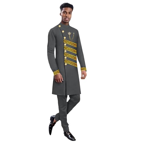 Men`s Suits Slim Fit Single Breasted Embroidery Blazer and Trousers Set Bussiness Suit African Clothes