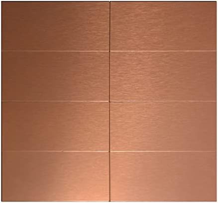 Crystiles Aluminum Peel and Stick Backsplash Panels - 3"x6" Brushed Copper Kitchen Wall Decor, 40-Pack (Copper Color)