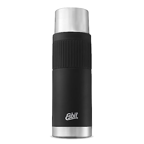 Esbit Sculptor Thermal Flask - Insulated Stainless Steel Bottle for Hot and Cold Drinks - 1000ml in Black with Cuff
