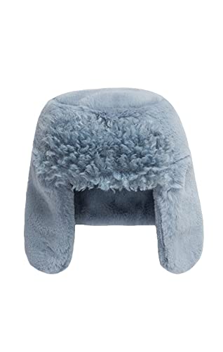 Womens Blue Faux Fur Trapper Hat | Eco Friendly Fur | Soft Teddy Plush Fabric | 4 Colours Available | 100% Polyester, Lining 100% Polyester | Wipe Clean | One Size Fits All