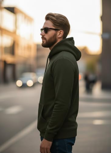 Image of Men Regular Fit Fleece ||Black||Hoodie Solid||Sweatshirt-JM3860