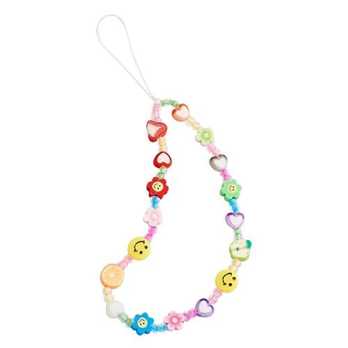 Staqlo Rainbow Beaded Phone Lanyard Wrist Strap with Pearl Charms for Women & Girls