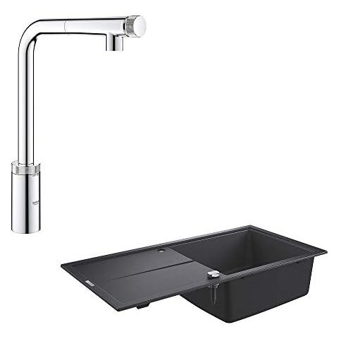 GROHE SmartControl Küchenbundle | bestehend aus GROHE Minta Küchenarmatur und K400 Küchenspüle aus Komposit Cover