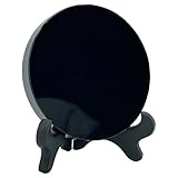 AGERYU Black Obsidian Scrying Mirror, Obsidian Mirror with Stand and Bag for Divination, Meditation, Healing, Feng Shui (60mm)