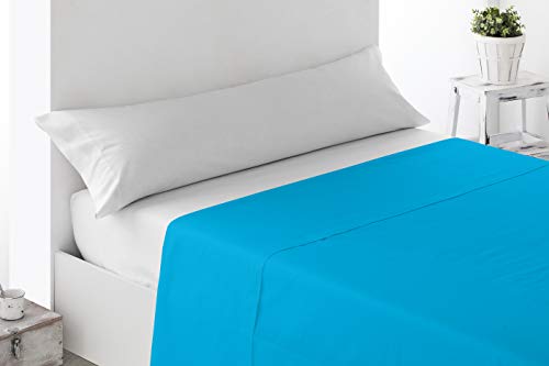 Miracle Home. Sábana encimera Suave y cómoda, 100% Microfibra cepillada, sin Arrugas y Anti-Peeling. 230X270. Cama 150. Turquesa