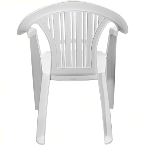 Fauteuil de jardin blanc Sicignano lot de 2 chaises empilables extérieures mat - 7