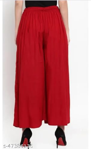 Image of Women's Jumbo Combo Palazzo | Extra Wide Leg Flared Ethnic Trousers | Pack of High Waist Relaxed Fit Palazzos for Women | Stylish Plain Solid Color Bottom Wear for Kurti & Tops | Jumbo Value Pack