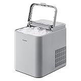 COMFEE' RCI12GY1EU(E) Eiswürfelmaschine, 8 Eiswürfel in 6 Min.,12 kg/24 Std.,1,3L Wassertank, Selbstreinigungsfunktion, Kompakter Bullet Ice Maker, inkl.Eisschaufel & Korb für Zuhause-Grau