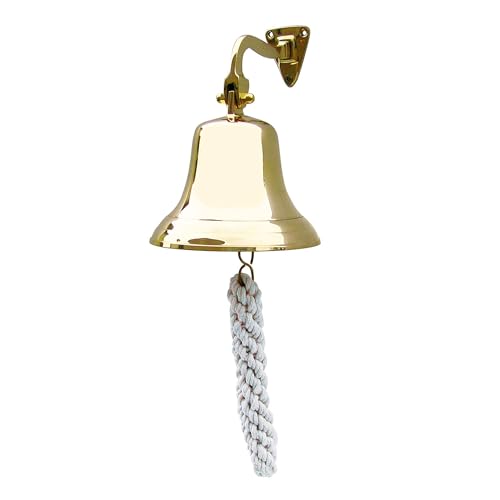 NKlaus Campana de latón, 12,5 cm, diseño ligero, estilo retro, decoración náutica, elegancia oceánica 16082