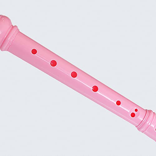 Farcaya Soprano Recorder Instrument for Beginners German Style C Key 8 Hole Descant Recorder Music with Clean Rod Storage Case (Pink)