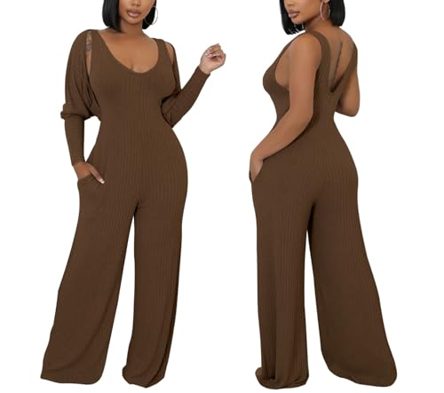 Women's Casual 2 Piece Outfits Ribbed Knitted Batwing Long Sleeve