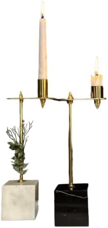 On edge (11.0 inch, Full set, Home Décor, Luxury candle holder,Handmade Marble Decoration, Natural Marble) Mukemel Designs