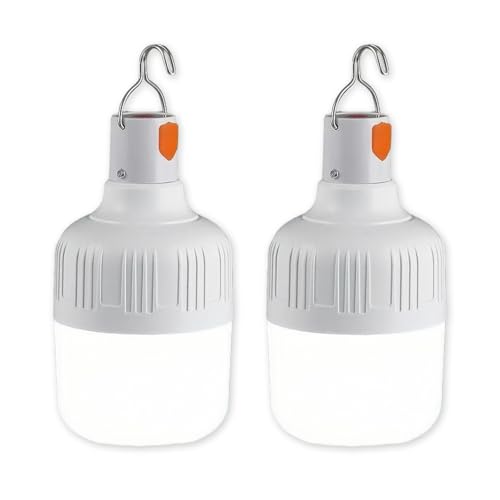 PLMOKJD LED Camping Light 800 lumens Powered by Rechargeable Batteries White Portable Pendant Lights Waterproof (2)