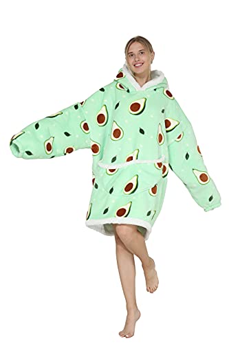 Shamdon Home Collection Hoodie Decke, Kuschelpullover Damen mit übergröße Kapuze - Kuschelig Fleece Tragbare Decke mit Ärmeln, Riesiege Tasche- Kuscheldecke zum anziehen für Sofa Kino