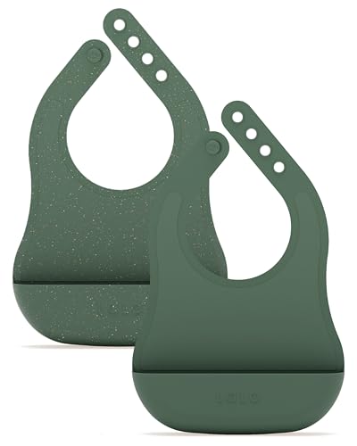 Image of Lalo The Bib - Waterproof, Non-Toxic Silicone Baby Bib with Adjustable Neck Band & Silicone Food Pouch Catcher, Set of 2