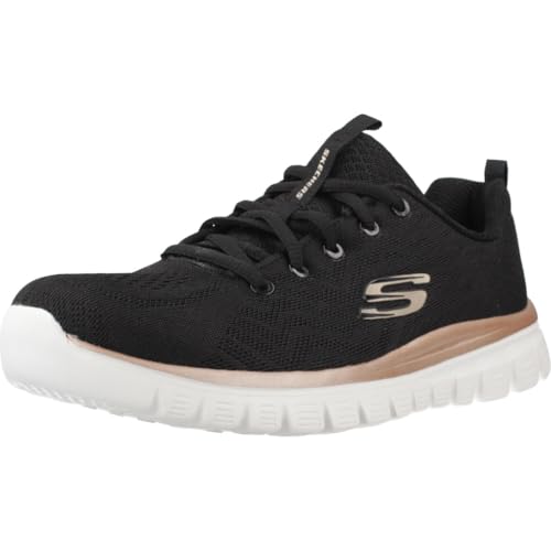 Image of Skechers Women's Graceful Get Connected Trainers, Black Gold, 3 UK