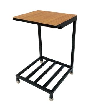 STUDY CHAIR Office Home Double Inverter-Battery Trolley Stand in 1inch Pipe with Height 24 inch (Trolly Suitable for All Type Inverter-Batteries) with Plastic Shoe and Wooden Shelf ON TOP