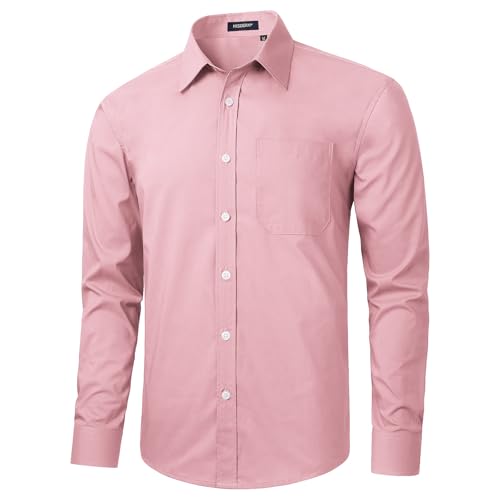 Image of HISDERN Mens Dress Shirts Long Sleeve Button Down Casual Shirts for Men Inner Contrast Formal Business Tuxedo Wedding Shirt
