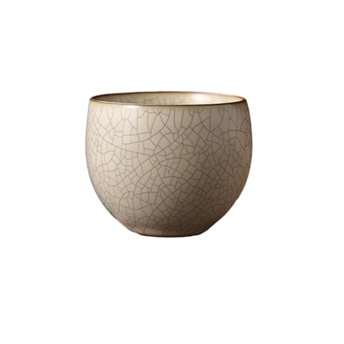 CAPIJIONG Ru Kiln - Taza de té de cerámica para el hogar, diseño de grieta de hielo, taza de té Zen Silence (110 ml), color beige