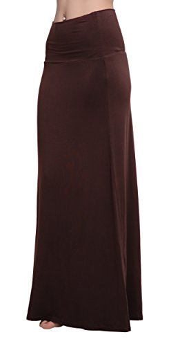 Image of Urban CoCo Women's Stylish Spandex Comfy Fold-Over Flare Long Maxi Skirt