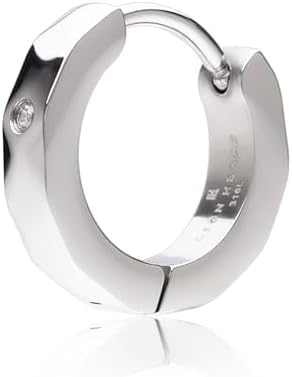 （13:00時点） LION HEART ピアス THE EDGEカッティングフープピアス サージカルステンレス （金属アレルギー対応） メンズ レディース 片耳用 (シルバー +ダイヤモンド)