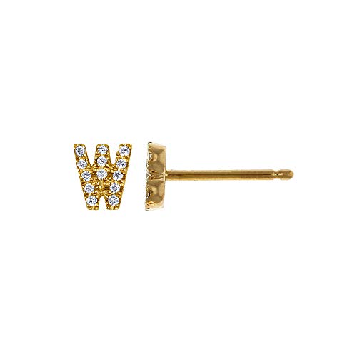 Social value 14k solid white gold natural diamond small 'w' initi…