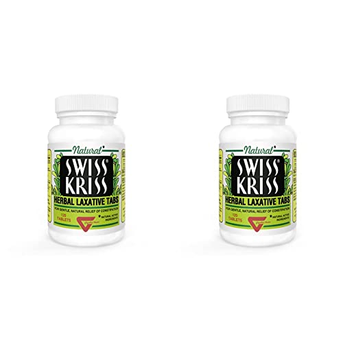 Swiss Kriss Herbal Laxative Tablets, Gentle & Natural Laxatives For Constipation Relief For Adults & Children Over Age 6, Works In 6-12 Hours, Senna Laxative, 120 Tablets Total (Pack Of 2) #TOP18