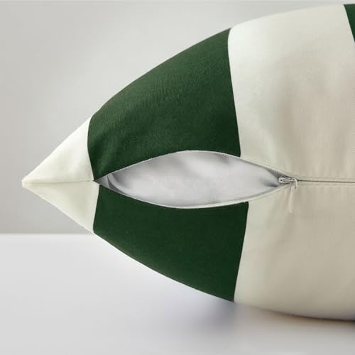 Image of Allorry Outdoor Pillow Covers 16x16 Set of 2 Dark Green Striped Decoration Throw Pillow Covers for Spring Summer Outdoor Waterproof Garden Patio Furniture Sofa Bed Home Decor JB007-M16