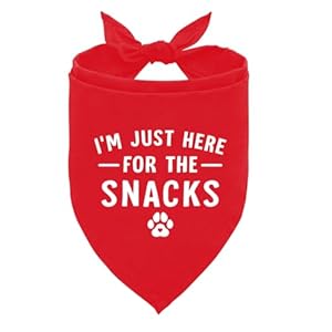 I’m Just Here for The Snacks Dog Bandana, Red Dog Bandana, Pet Dog Triangle Scarf, Dog Bandana for Small Medium Large Dogs, Gift for Dog Lover, Dog Apparel & Accessories (F11)