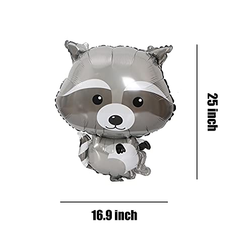 Horuius Raccoon Balloons Raccoon Shaped Foil Mylar Balloons For Baby Shower Kids' Boys Woodland Animals Theme Birthday Party Supplies Decorations 5Pcs #TOP1