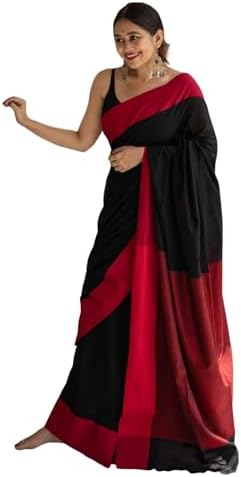 SIRIL Women's Printed Cotton Saree with Unstitched Blouse Piece