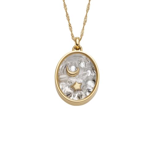 Image of Fossil Women's Gold-Tone Stainless Steel Pendant Chain Necklace for Women