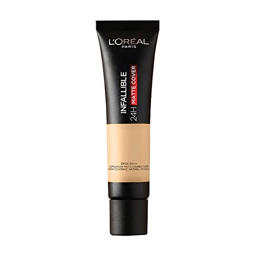L'Oreal Paris Liquid Foundation, Waterproof, Sweatproof And Heatproof, Oil-Control, Infallible 24H Matte Cover, 140 Golden Beige, 35 Ml